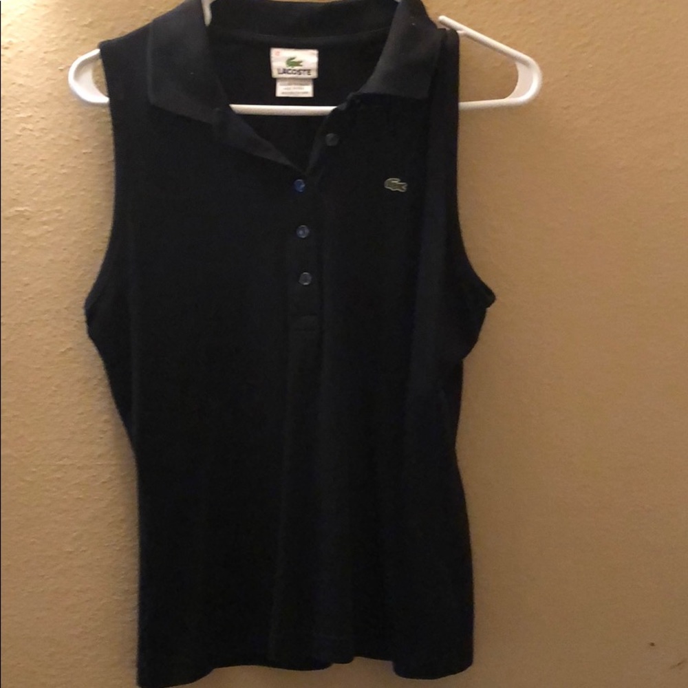 Lacoste sleeveless polo button top